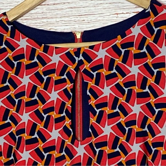 Taylor Geometric Floral Print Short Sleeve Shift Dress Sz 8 - Picture 5 of 12